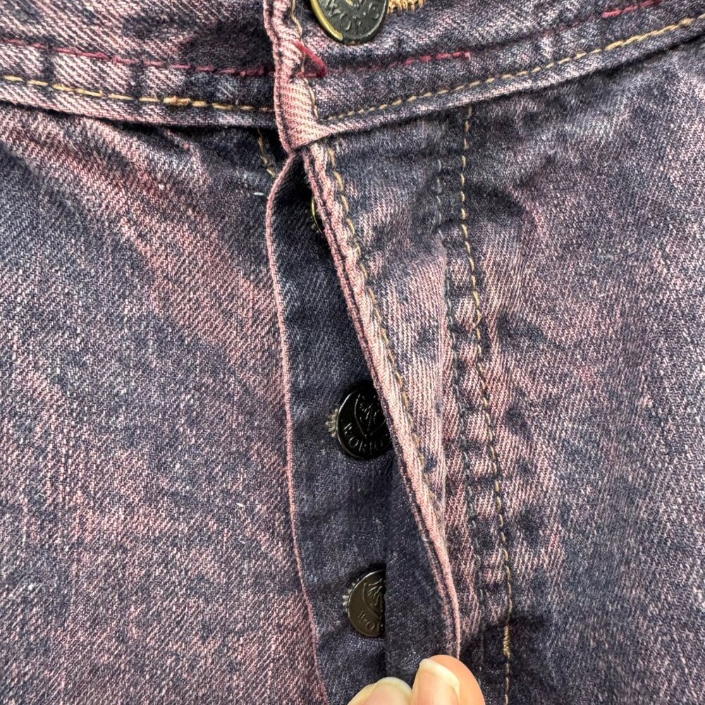 Worior Collection Jean Shorts Mens Purple Acid Wash Denim Button Fly 12" Size 34 - Picture 10 of 10